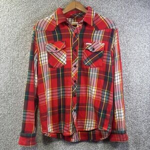 Topo Designs Shirt Mens Medium Red Plaid Flannel Long Sleeve Button Up Casual